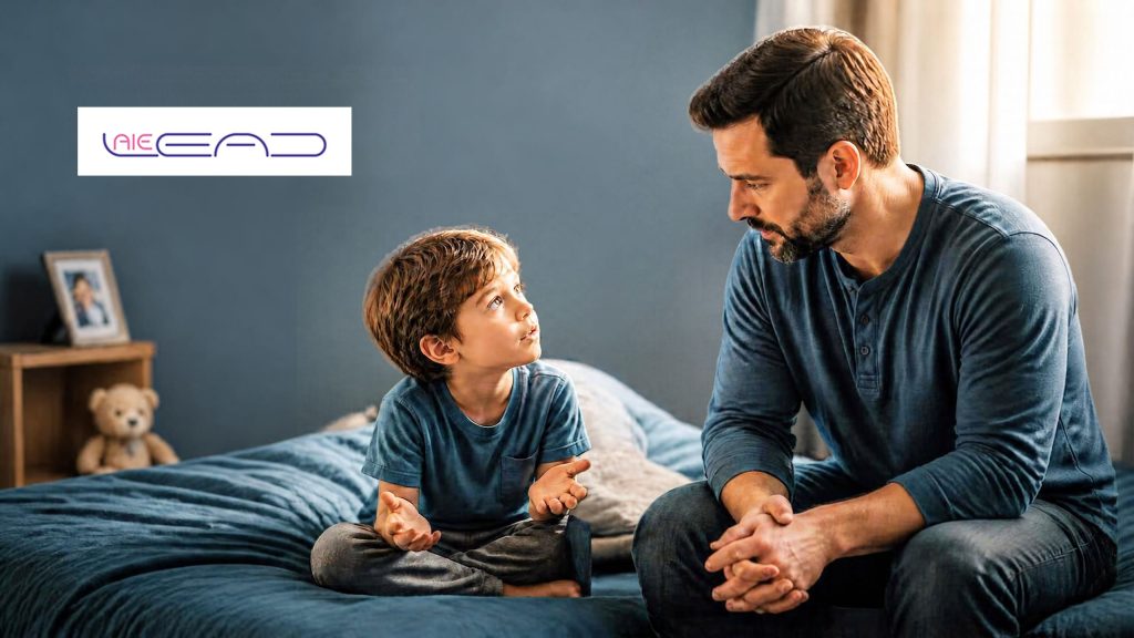 A father sitting on a bed listening to his young son ask “Why me?” – AïeLEAD